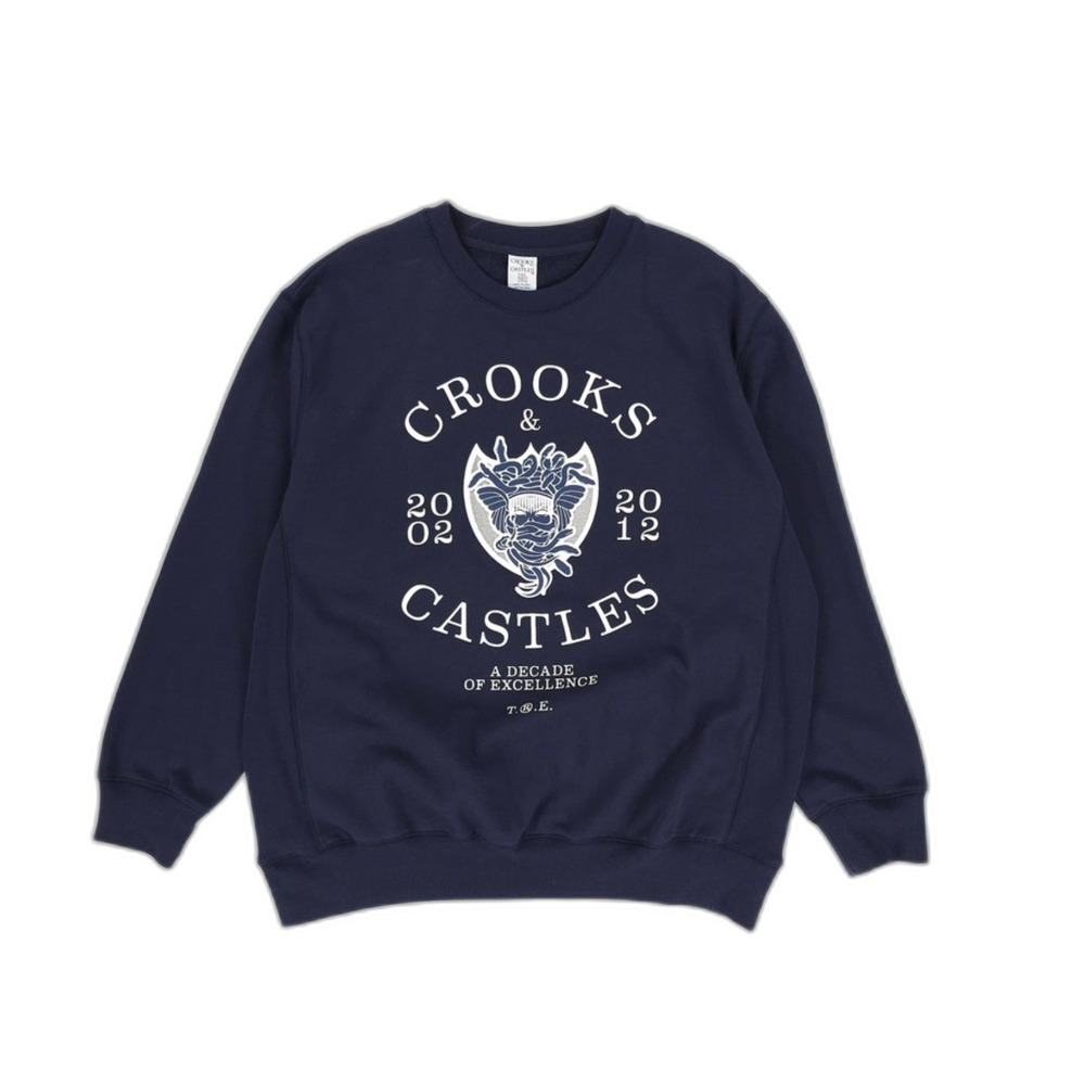 CROOKS & CASTLES A Decade of Excellence Crew Sweatshirt Frat Boy Y2k Streetwear